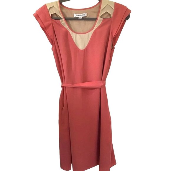Dana Maxx Dresses & Skirts - Dana Maxx Women's 100% Silk Pink Tie-Belt Mini Dress Cutouts Barbie Core Size 2